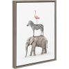 imageKate and Laurel Sylvie Zebra in Tall Grass Flamingo Standing Baby Elephant Walk and Safari Animals Framed Canvas Wall Art Set by Amy Peterson Art Studio 4 Piece Set Gray Simple Animal Art for Wall