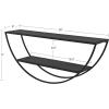 imageKate and Laurel Tancill Modern Wall Shelf 26 x 11 Black Chic TwoTier HalfCircle Shelf for WallBlack