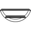 imageKate and Laurel Tancill Modern Wall Shelf 26 x 11 Black Chic TwoTier HalfCircle Shelf for WallBlack