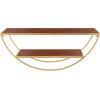 imageKate and Laurel Tancill Modern Wall Shelf 26 x 11 Black Chic TwoTier HalfCircle Shelf for WallWalnut BrownGold