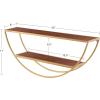 imageKate and Laurel Tancill Modern Wall Shelf 26 x 11 Black Chic TwoTier HalfCircle Shelf for WallWalnut BrownGold