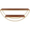 imageKate and Laurel Tancill Modern Wall Shelf 26 x 11 Black Chic TwoTier HalfCircle Shelf for WallWalnut BrownGold