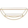 imageKate and Laurel Tancill Modern Wall Shelf 26 x 11 Gold with Clear Glass Chic TwoTier HalfCircle Shelf for Wall