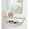 imageKate and Laurel Tancill Modern Wall Shelf 26 x 11 Gold with Clear Glass Chic TwoTier HalfCircle Shelf for Wall