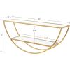 imageKate and Laurel Tancill Modern Wall Shelf 26 x 11 Gold with Clear Glass Chic TwoTier HalfCircle Shelf for Wall