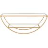 imageKate and Laurel Tancill Modern Wall Shelf 26 x 11 Gold with Clear Glass Chic TwoTier HalfCircle Shelf for Wall