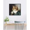 imageKate and Laurel Teacup Cat Framed Canvas Wall Art by The Creative Bunch Studio 22 x 22 Sylvie Beaded Black Whimsical Animals Humor Art for Wall Decor Living Room Bedroom