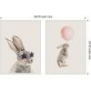 imageKate and Laurel The Bunny Star Glasses and The Bunny Pink Balloon Set of 2 18x24 Framed Canvas Wall Art Set by Iulia Emelianteva Julyartprints Sylvie Beaded White Whimsical Animals Kids
