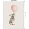 imageKate and Laurel The Bunny and the Pink Balloon Framed Canvas Wall Art by July Art Prints 18 x 24 Sylvie Beaded White Whimsical Animals Humor Kids Art for Wall Decor Living Room