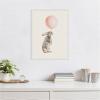 imageKate and Laurel The Bunny and the Pink Balloon Framed Canvas Wall Art by July Art Prints 18 x 24 Sylvie Beaded White Whimsical Animals Humor Kids Art for Wall Decor Living Room