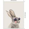 imageKate and Laurel The Bunny in Star Shaped Glasses Framed Canvas Wall Art by July Art Prints 18 x 24 Sylvie Beaded White Whimsical Animals Humor Art for Wall Decor Living Room