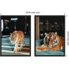 imageKate and Laurel Tiger in the City at Night Set of 2 18x24 Framed Canvas Wall Art Set by Michael Schauer Sylvie Black Industrial Urban Animals Cityscapes Art for Wall Decor Living Room