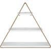 imageKate and Laurel Tilde Small Three Tiered Triangle Floating Metal Wall Shelf Rustic Light Brown and GoldWhiteGold
