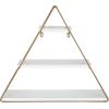 imageKate and Laurel Tilde Small Three Tiered Triangle Floating Metal Wall Shelf Rustic Light Brown and GoldWhiteGold