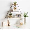 imageKate and Laurel Tilde Small Three Tiered Triangle Floating Metal Wall Shelf Rustic Light Brown and GoldWhiteGold