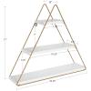 imageKate and Laurel Tilde Small Three Tiered Triangle Floating Metal Wall Shelf Rustic Light Brown and GoldWhiteGold