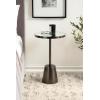 imageKate and Laurel Tira Elegant Round Mirrored Side Table 14 x 14 x 24 Gold Modern Glam Circle End Table for Use as Bedroom Nightstand or Living Room Plant Stand TablePewter