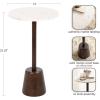 imageKate and Laurel Tira Round Marble Side Table 14 x 14 x 24 White Marble and Light Natural Decorative Pedestal End Table for Use as a Bedroom Nightstand or Living Room Plant Stand TableWhiteDark Brown