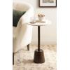 imageKate and Laurel Tira Round Marble Side Table 14 x 14 x 24 White Marble and Light Natural Decorative Pedestal End Table for Use as a Bedroom Nightstand or Living Room Plant Stand TableWhiteDark Brown
