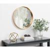 imageKate and Laurel Travis Round Wood Wall Mirror 315quot Diameter Gold Modern Glam Wall Dcor AccentGold