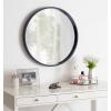 imageKate and Laurel Travis Round Wood Wall Mirror 315quot Diameter Gold Modern Glam Wall Dcor AccentNavy Blue