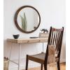 imageKate and Laurel Uldrich Modern Round Wall Mirror 24 inch Diameter White Decorative Round Mirror for WallWalnut Brown