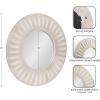 imageKate and Laurel Usra Round Carved Wood Mirror 26 Inch Diameter Whitewash Light Wooden Circle Mirror with Carved Indentation and Sunburst Wall Mirror Look