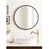 imageKate and Laurel Venturi Modern Round Metal Wall Mirror 27 Inch Diameter Black and Gold Minimal Circle Bathroom Mirror with Gold Accenting for Use as Entryway or Living Room Decor