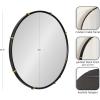 imageKate and Laurel Venturi Modern Round Metal Wall Mirror 27 Inch Diameter Black and Gold Minimal Circle Bathroom Mirror with Gold Accenting for Use as Entryway or Living Room Decor