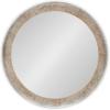 imageKate and Laurel Warbrook Rustic Round Wall Mirror 26 Inch Diameter Rustic Brown and White Coastal Circle Mirror with Distressed Frame Detailing and Textured Wooden Inlay
