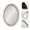 imageKate and Laurel Warbrook Rustic Round Wall Mirror 26 Inch Diameter Rustic Brown and White Coastal Circle Mirror with Distressed Frame Detailing and Textured Wooden Inlay