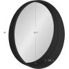 imageKate and Laurel Wheeler Graduated Round Mirror 24 Inch Diameter White Chic Modern Wall Accent with Raised ProfileBlack