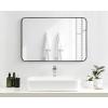 imageKate and Laurel Zayda Radius Rectangle Wall Mirror 30 x 42 Gold Metal Framed Minimalist Rectangular Mirror with Rounded CornersBlack