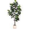 imageFiddle Leaf Fig Tree Artificial  6ft Faux Fiddle Leaf Fig Tree with White Planter  Fig Tree Artificial with Lifelike Leaves for House Office Living Room Indoor Home Decor