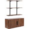 imageKate and Laurel Atwood Modern Mango Wood TwoDoor Wall Cabinet and Shelf Set Walnut Brown Decorative Storage Cabinet with Tiered Wall Shelves for Use as Cohesive Bar Storage Unit