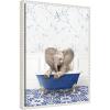 imageKate and Laurel Baby Elephant No6 in Eclectic Blue Bath Framed Canvas Wall Art by Amy Peterson 18 x 24 Sylvie Beaded White Whimsical Animals Art for Wall Decor Living Room Bedroom
