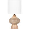 imageKate and Laurel Bahira Modern Metal Bedside Table Lamp 8 x 8 x 17 Antique Brass Sculptural Decorative Tabletop Desk Lamp with Linen Shade for Living Room DecorNatural