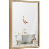 imageKate and Laurel Blake Flamingo Cottage Bathroom Framed Printed Glass Wall Art by Amy Peterson Art Studio 18x24 Natural Decorative Flamingo Art for Wall
