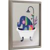 imageKate and Laurel Blake Mid Century Modern Elephant in The Tub Framed Printed Glass Wall Art by Rachel Lee of My Dream Wall 16x20 Gray Animal Art for Wall