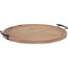 imageKate and Laurel Bruillet Farmhouse Wood Round Ottoman Tray 24 x 22 Rustic Brown Circle Coffee Table Tray for Living Room Decor or Large Serving TrayBrown