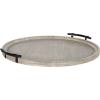 imageKate and Laurel Bruillet Farmhouse Wood Round Ottoman Tray 24 x 22 Rustic Brown Circle Coffee Table Tray for Living Room Decor or Large Serving TrayGray