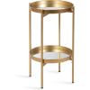 imageKate and Laurel Celia Round Metal Foldable Tiered Side Table 16 x 26 Black Modern Accent Table with Removable Magnetic Tray Tabletops and SpaceSaving Folding BaseGold