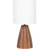 imageKate and Laurel Ciji Modern Metal Bedside Table Lamp 8 x 8 x 17 Gunmetal Scalloped Decorative Tabletop Desk Lamp with Linen Shade for Living Room DecorWalnut Brown