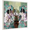 imageKate and Laurel Coffee Hour Framed Canvas Wall Art by Mary Sparrow 22 x 22 Sylvie Beaded White Whimsical Animals Humor Art for Wall Decor Living Room Bedroom