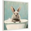imageKate and Laurel Country Bunny White Bathtub Framed Canvas Wall Art by The Creative Bunch Studio 22 x 22 Sylvie Beaded White Whimsical Animals Bathroom Art for Wall Decor Living Room Bedroom