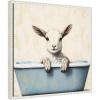 imageKate and Laurel Country Goat in Light Blue Bathtub Framed Canvas Wall Art by The Creative Bunch Studio 22 x 22 Sylvie Beaded White Whimsical Animals Bathroom Art for Wall Decor Living Room