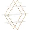 imageKate and Laurel Daxton Modern Wood and Metal Diamond Wall Shelf 31 x 8 x 31 White and Gold Glam Geometric Wall Organization for Bathroom Storage or Living Room Display