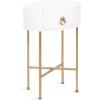 imageKate and Laurel Decklyn Decorative Glam Oval Side Table 16 x 12 x 24 White and Gold Modern Round Living Room Table with Pull Drawer for Useful StorageWhiteGold