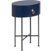 imageKate and Laurel Decklyn Decorative Glam Oval Side Table 16 x 12 x 24 White and Gold Modern Round Living Room Table with Pull Drawer for Useful StorageNavy Blue
