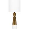 imageKate and Laurel Deori Modern Metal and Marble Bedside Table Lamp 8 x 8 x 20 Antique Brass and White Marble Decorative Tapered Hourglass Tabletop Desk Lamp with Linen Shade for Living Room DecorWhiteGold